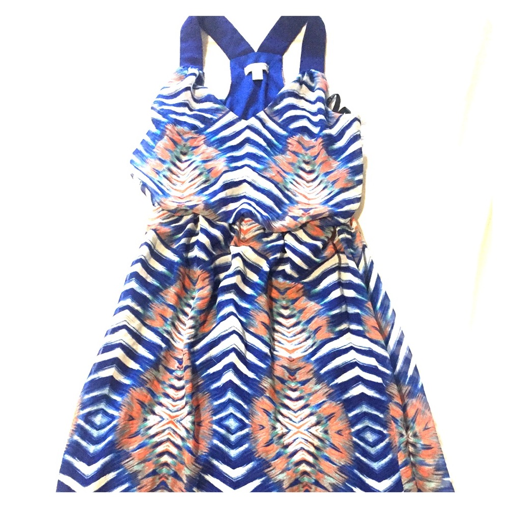 Long Blue Print Maxi Dress